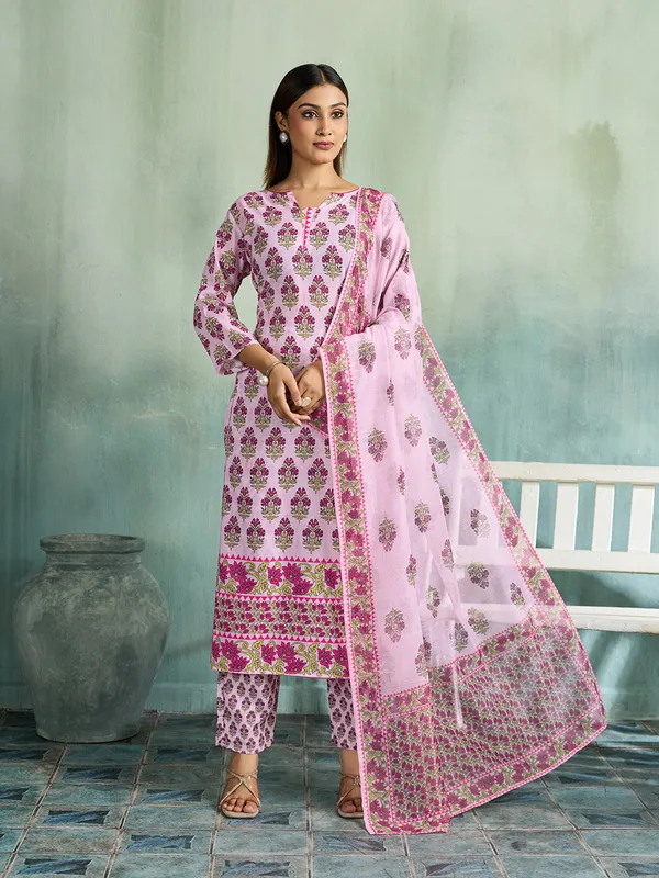 Pink_Cotton_Blend_Straight_Kurta_Pant_Dupatta_Set_For_Women