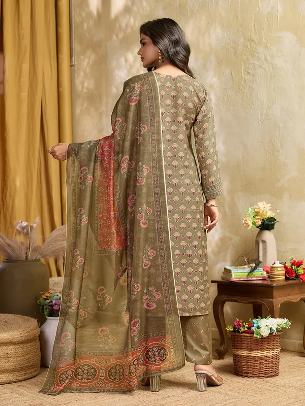 Olive_Green_Cotton_Blend_Paisley_Print_Straight_Kurta_Pant_Dupatta_Set_For_Women