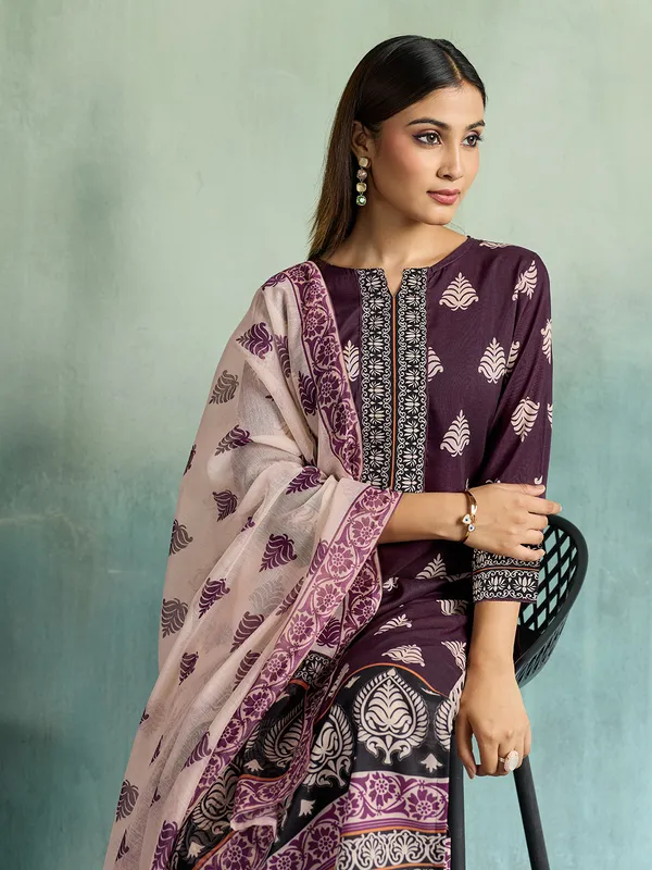 Purple_Cotton_Blend_Floral_Print_Straight_Kurta_Pant_Dupatta_Set_For_Women