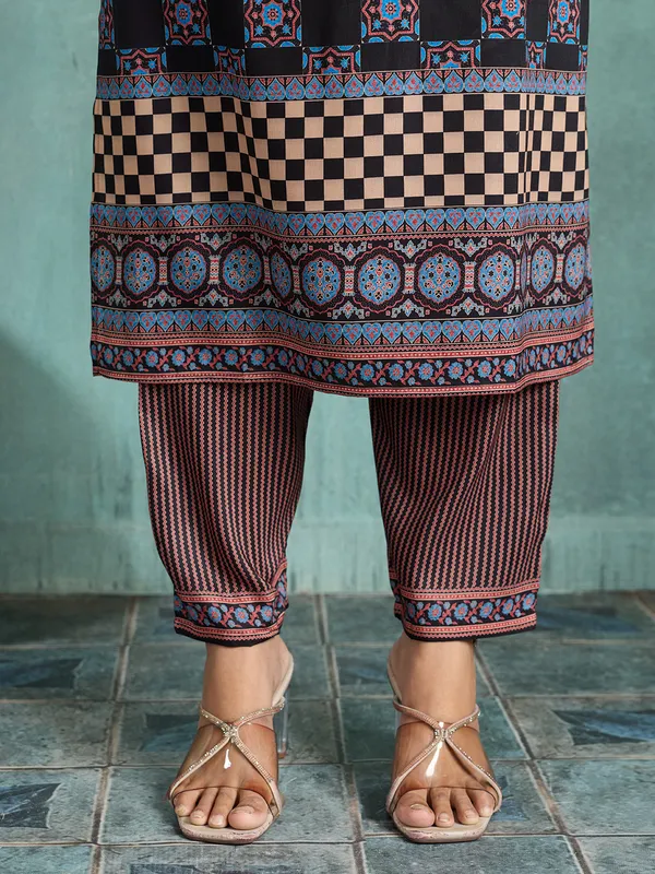 Black_Cotton_Blend_Printed_Straight_Kurta_Pant_Dupatta_Set_For_Women