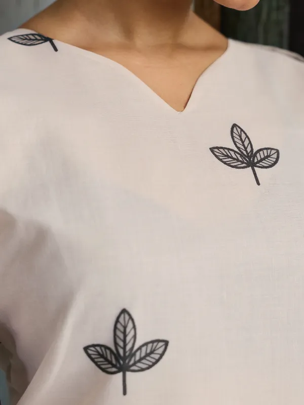 White_Cotton_Blend_Printed_Straight_Kurta_Pant_Dupatta_Set_For_Women