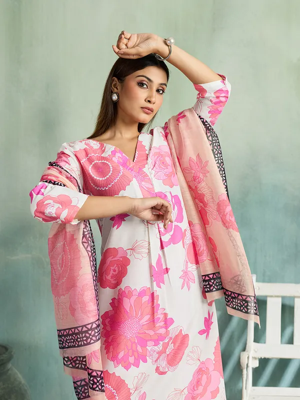 Pink_Cotton_Blend_Floral_Print_Straight_Kurta_Palazzo_Dupatta_Set_For_Women