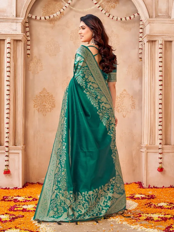 Rama_Green_Linen_Silk_Woven_Ethnic_Saree_For_Women