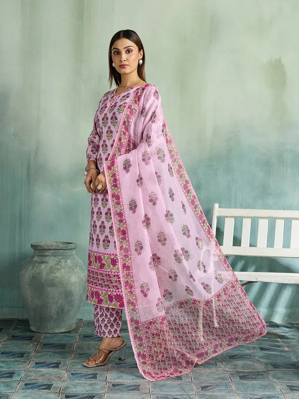 Pink_Cotton_Blend_Straight_Kurta_Pant_Dupatta_Set_For_Women
