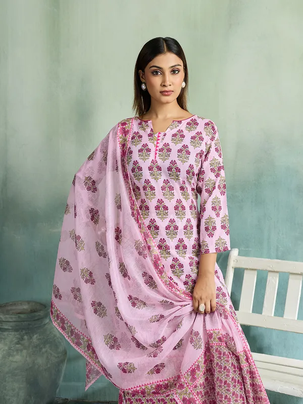 Pink_Cotton_Blend_Straight_Kurta_Pant_Dupatta_Set_For_Women
