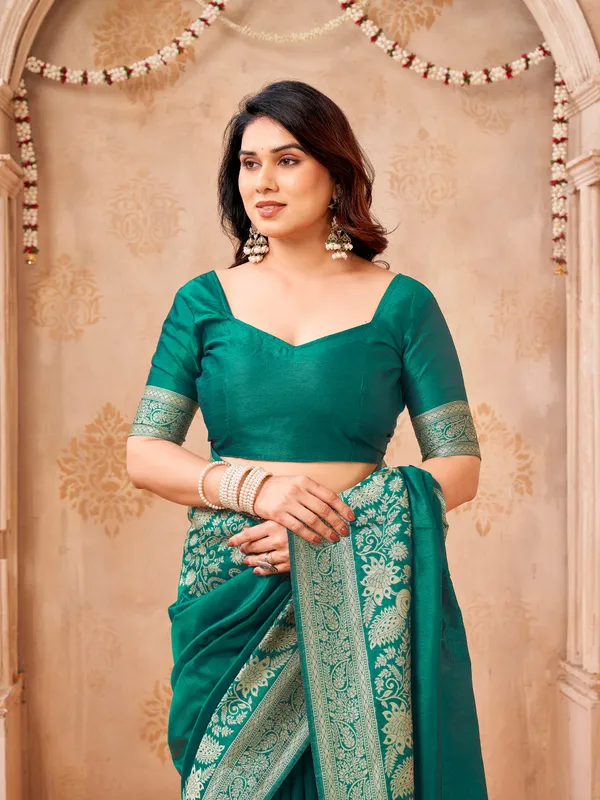 Rama_Green_Linen_Silk_Woven_Ethnic_Saree_For_Women