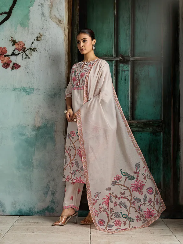 Off_White_Cotton_Blend_Straight_Kurta_Pant_Dupatta_Set_For_Women