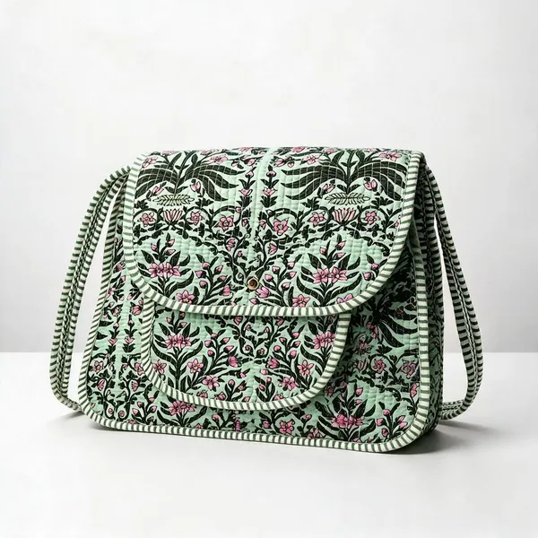 Cosmos_Green_Cotton_Quilted_Shoulder_Bag_For_Women