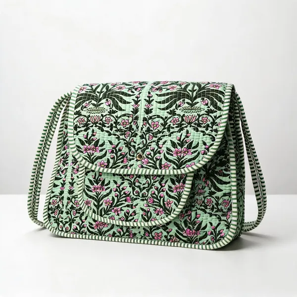 Cosmos_Green_Cotton_Quilted_Shoulder_Bag_For_Women