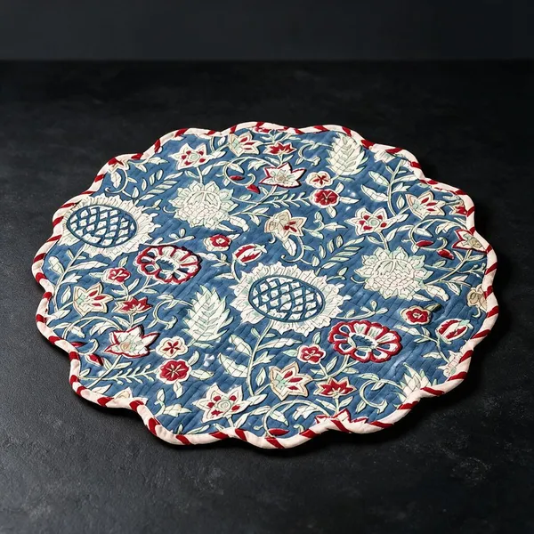 Cosmos_Blue_Floral_Print_Round_Table_Mat