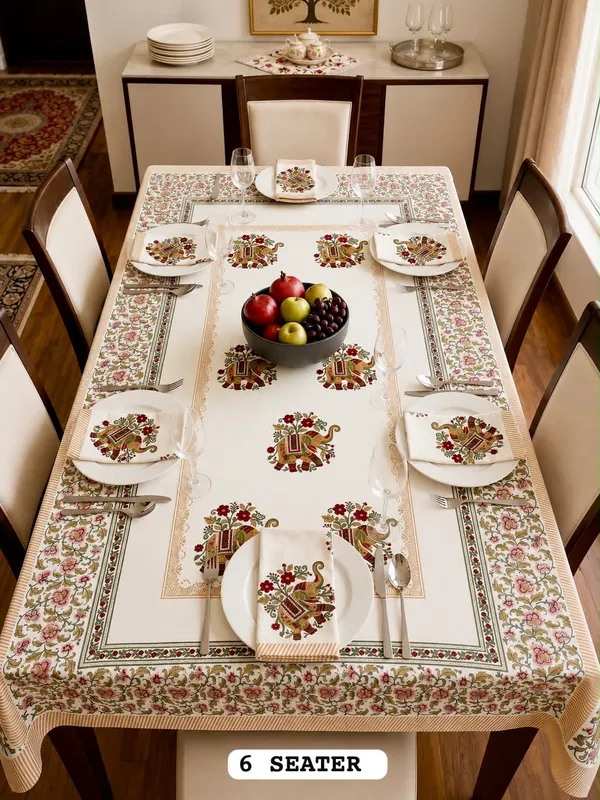 Cosmos_Elephant_Floral_Print_6_Seater_Table_Cover_set_with_6_Napkins