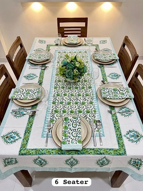 Cosmos_Green_Floral_Print_6_Seater_Dining_Table_Cover_Set_with__6_Napkins