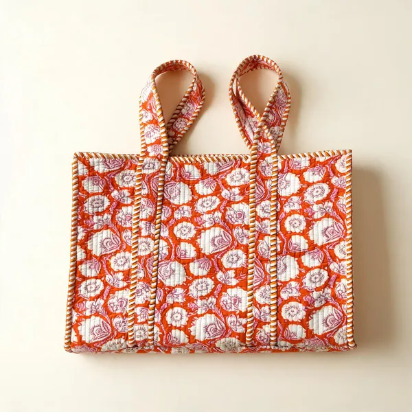 Cosmos_Orange_Printed_Fabric_Tote_Bag_For_Women