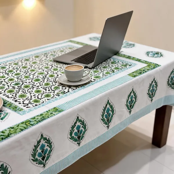 Cosmos_Green_Floral_Print_6_Seater_Dining_Table_Cover