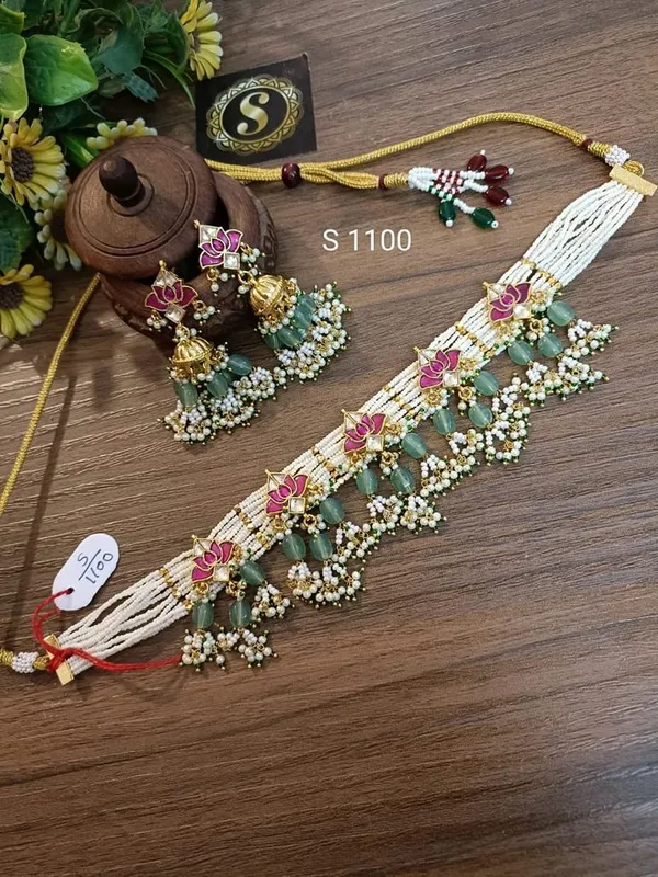 Multicolour_Beaded_Bridal_Necklace_Set_for_Women