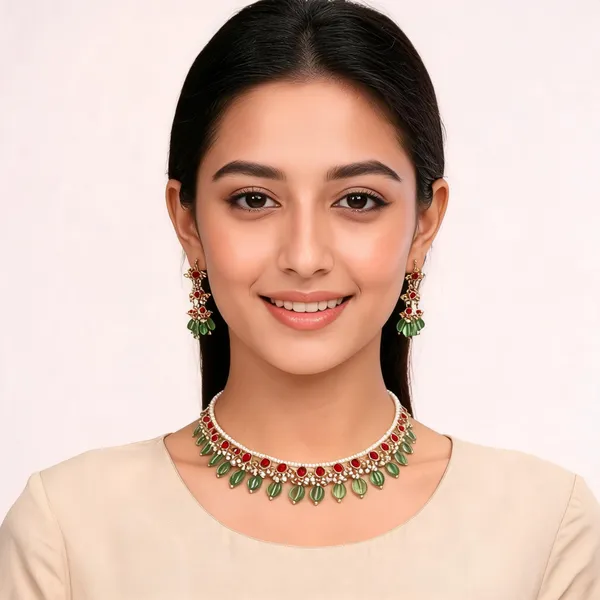 Gold-Tone_Beaded_Necklace_Set_For_Women