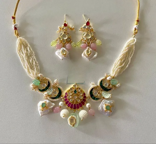Multicolour_Beaded_Necklace_And_Earrings_Set_for_Women