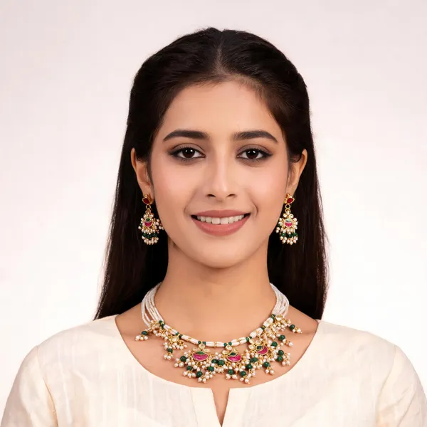 Gold_Tone_Pearl_Beaded_Necklace_Set_For_Women
