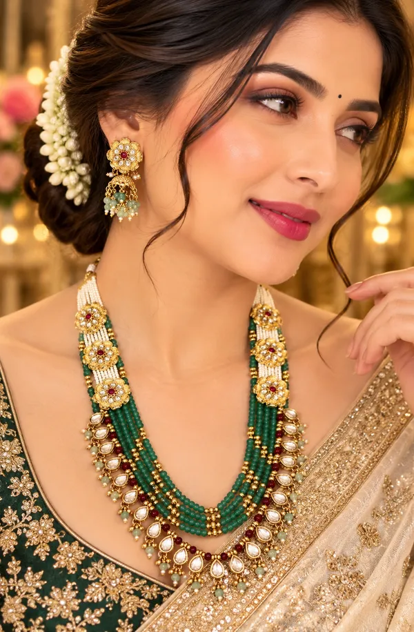 Green_Beaded_Traditional_Necklace_Set_For_Women