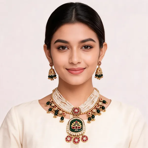 Gold_Tone_Traditional_Necklace_Set_For_Women