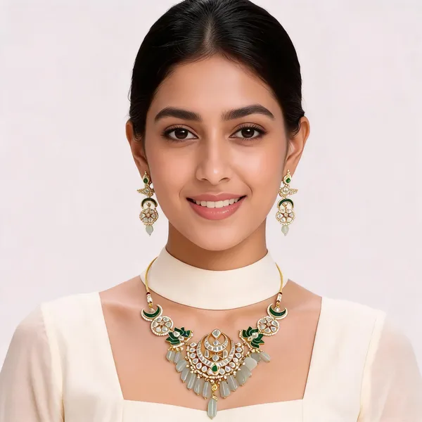 Green_Kundan_Style_Necklace_Set_For_Women
