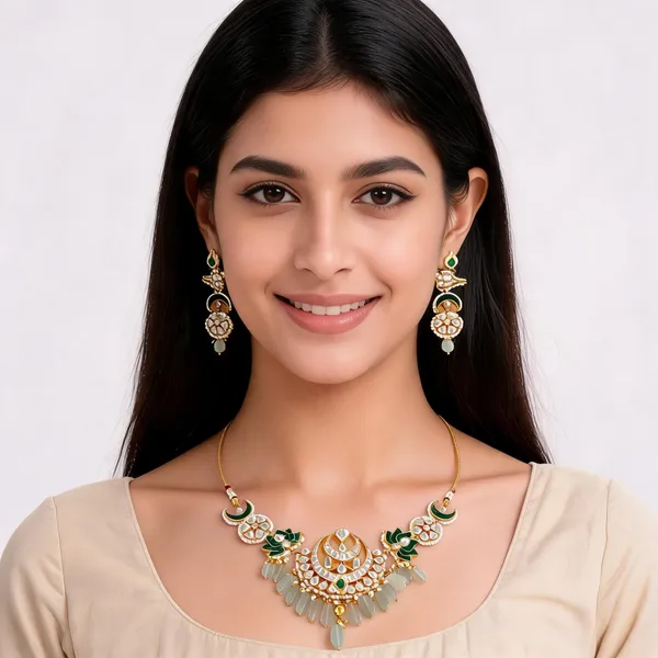 Green_Kundan_Style_Necklace_Set_For_Women