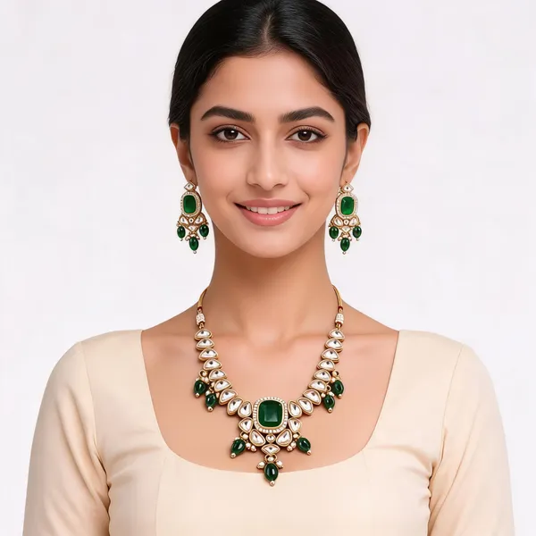 Green_Gold_Tone_Kundan_Necklace_Set_For_Women
