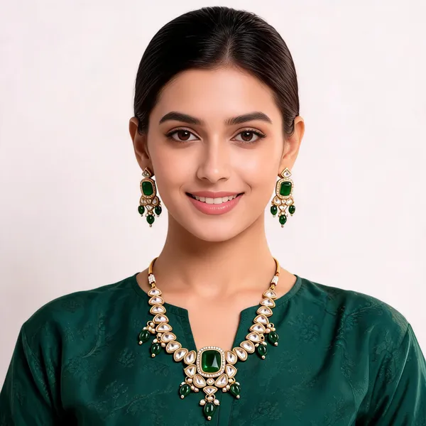 Green_Gold_Tone_Kundan_Necklace_Set_For_Women