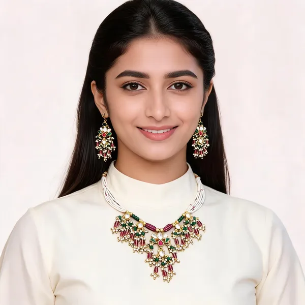 Multicolour_Gold_Tone_Traditional_Necklace_Set_For_Women