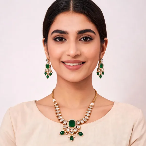 Green_Gold_Tone_Stone_Necklace_Set_For_Women