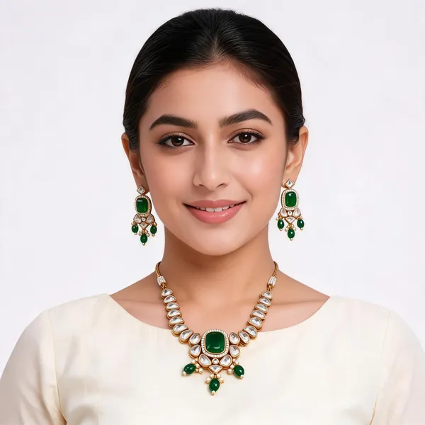 Green_Gold_Tone_Stone_Necklace_Set_For_Women