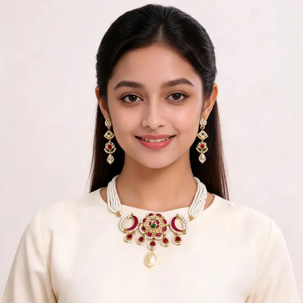 Gold_Tone_Traditional_Necklace_Set_For_Women