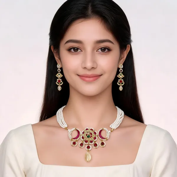 Gold_Tone_Traditional_Necklace_Set_For_Women