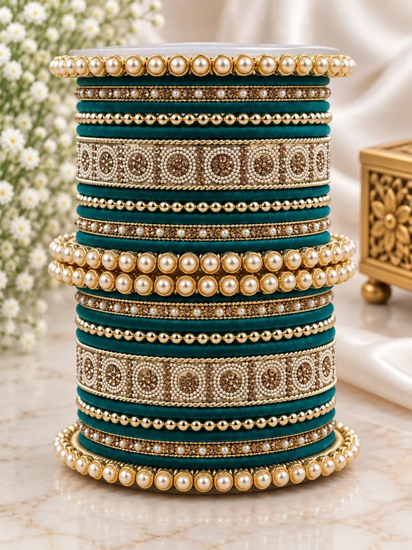 Green_Embellished_Traditional_Bangle_Set_For_Women