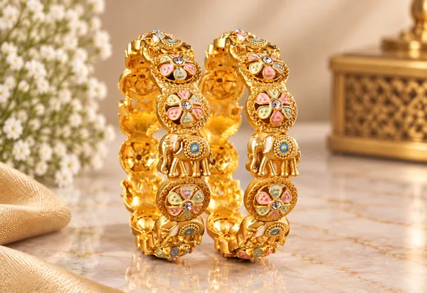 Gold_Tone_Floral_Enamel_Bangles_For_Women
