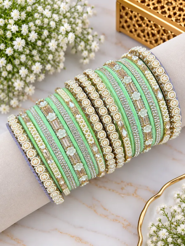 Mint_Green_Embellished_Bangle_Set_For_Women