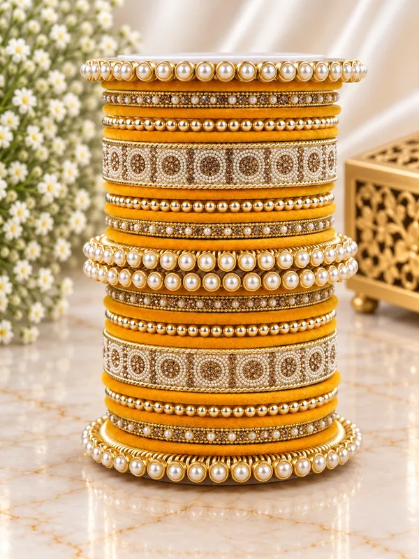Gold_Tone_Embellished_Bangle_Set_For_Women