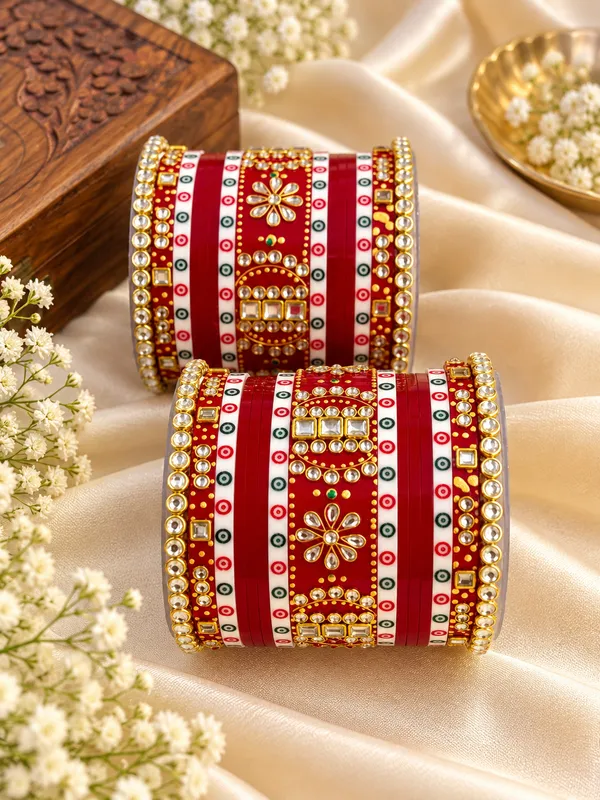 Red_Embellished_Traditional_Bangle_Set_For_Women