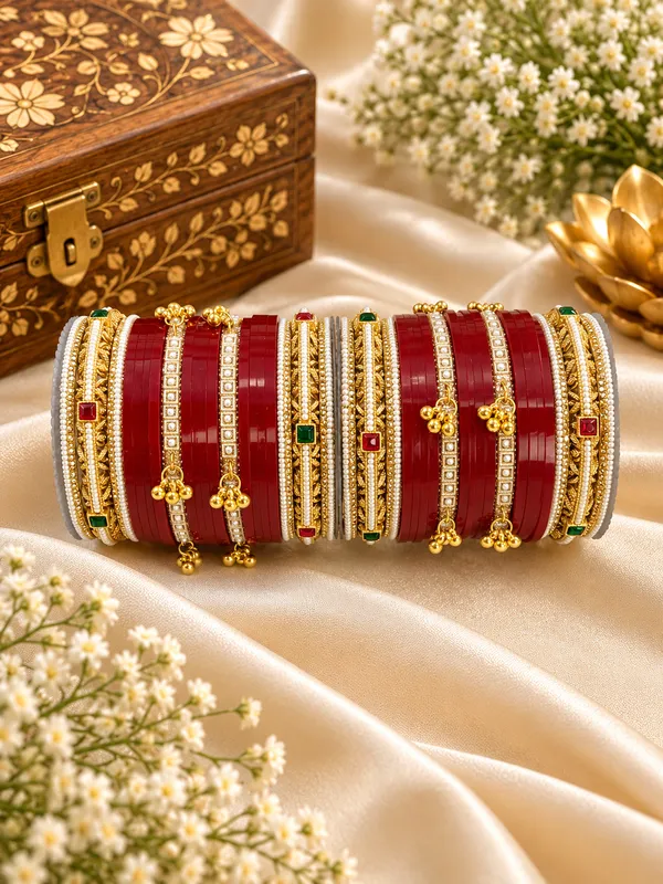 Red_Stone_Studded_Bridal_Bangle_Set_For_Women