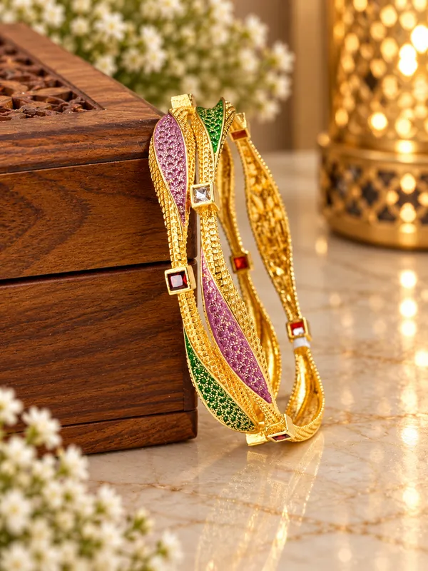 Green_Pearl_Embellished_Bangle_Set_for_Women