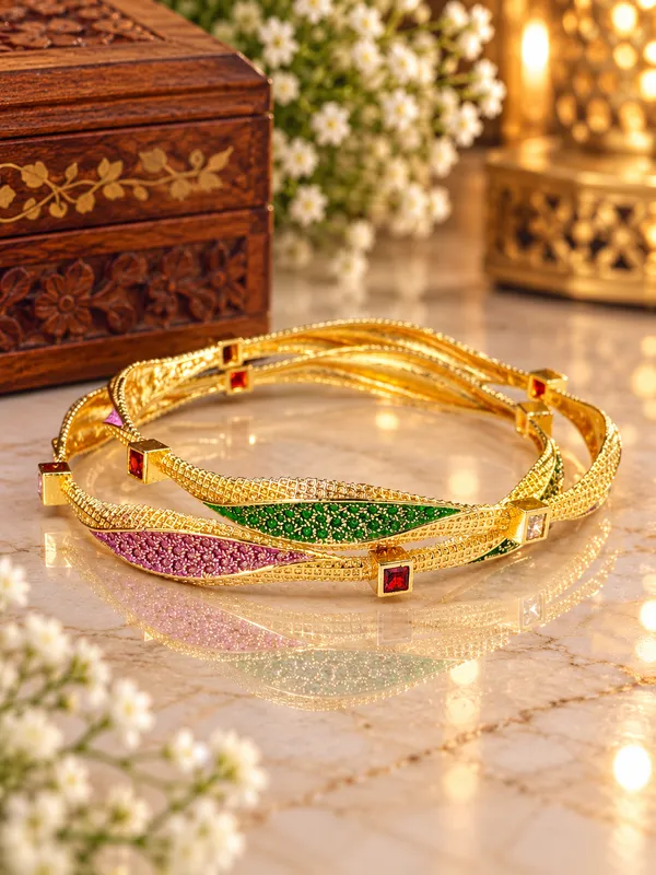 Green_Pearl_Embellished_Bangle_Set_For_Women
