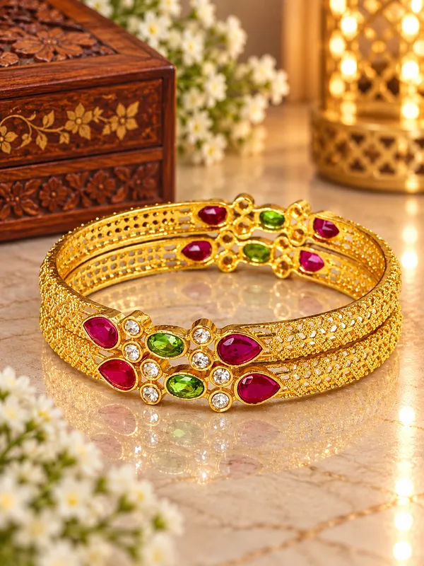 Green_Pearl_Embellished_Bangle_Set_for_Women