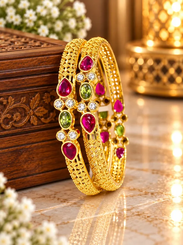 Green_Pearl_Embellished_Bangle_Set_For_Women