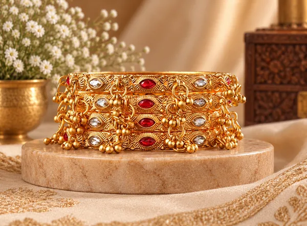 Gold_Tone_Embellished_Bangle_Set_For_Women