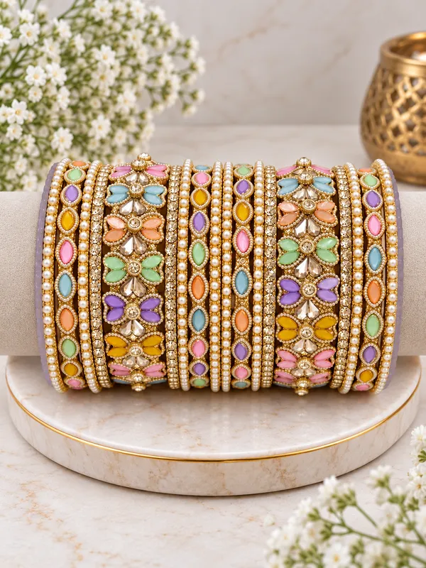 Multicolour_Stone_Studded_Bangle_Set_For_Women