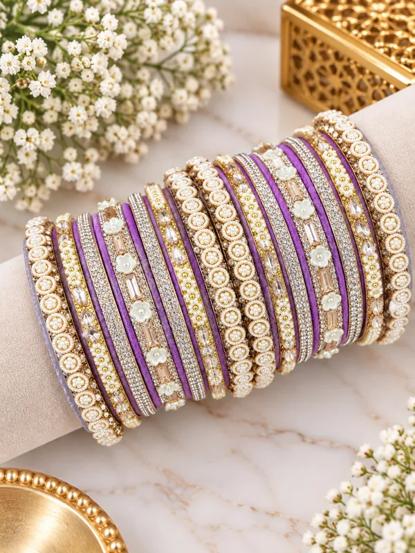 Purple_Gold_Tone_Embellished_Bangle_Set_For_Women
