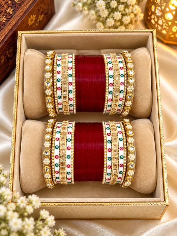 Green_Pearl_Embellished_Bangle_Set_For_Women