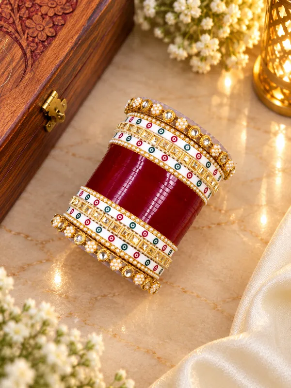 Green_Pearl_Embellished_Bangle_Set_For_Women