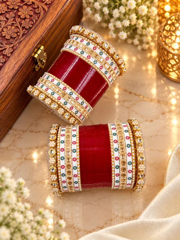 Green_Pearl_Embellished_Bangle_Set_For_Women