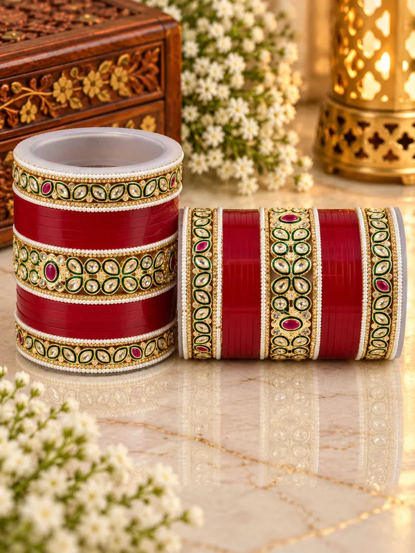 Green_Pearl_Embellished_Bangle_Set_For_Women